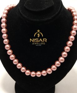 Dark Pink Sea Pearls Necklace & Bracelet