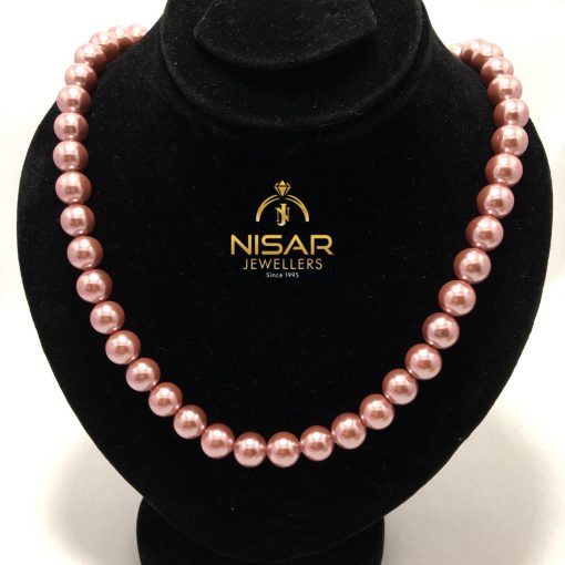Dark Pink Sea Pearls Necklace & Bracelet
