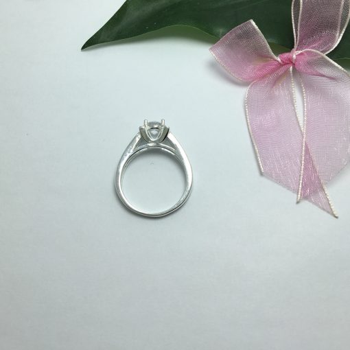 Solitaire Diamond Style Silver Ring - Image 3
