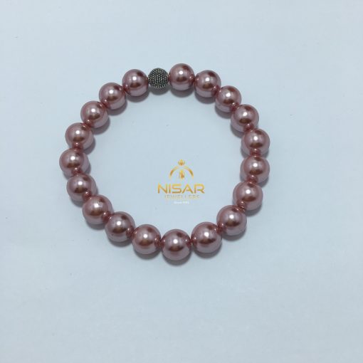 Dark Pink Sea Pearls Necklace & Bracelet - Image 2