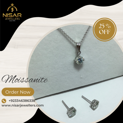 4 Claws Moissanite Pendant Set - Image 2