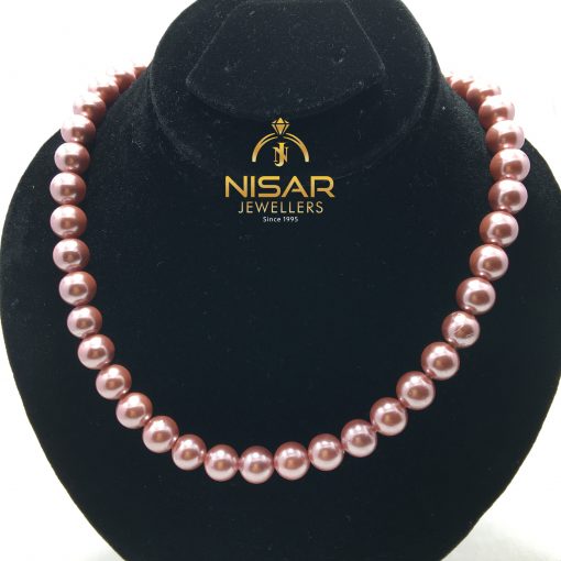 Dark Pink Sea Pearls Necklace & Bracelet - Image 3