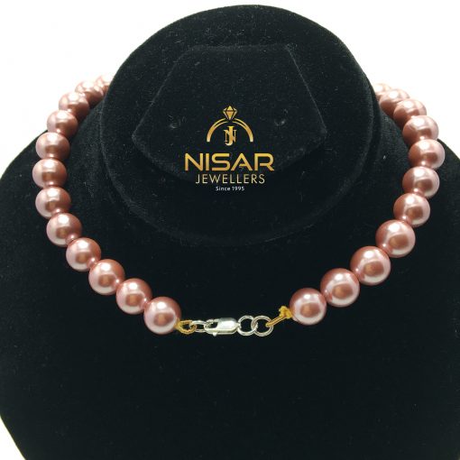 Dark Pink Sea Pearls Necklace & Bracelet - Image 4