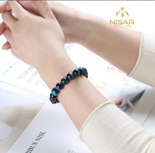 Blue Tigers Eye Beads Bracelet - Image 3