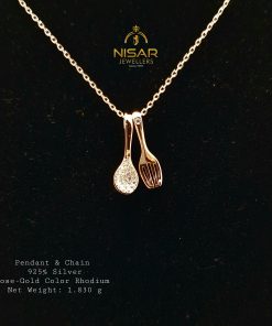 925 Silver Rose Gold Pendant & Chain