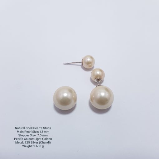 Natural Shell Pearl's Ears Studs - Image 3
