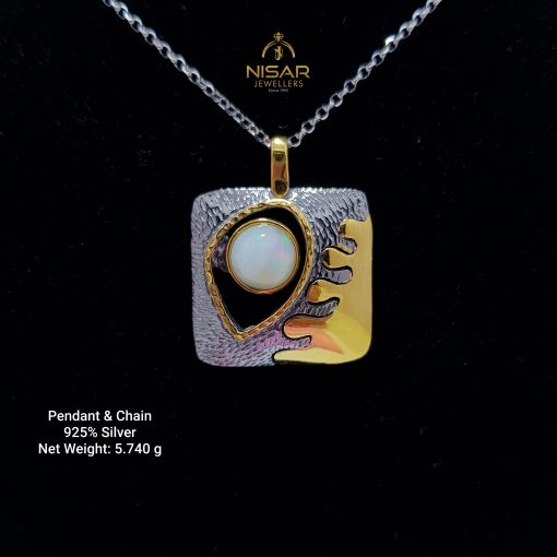 Oxidized 925 Silver Pendant & Chain