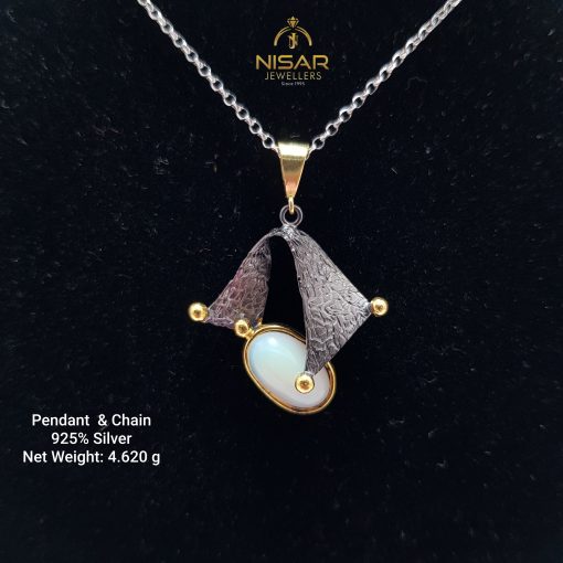 Oxidized 925 Silver Pendant & Chain - Image 2