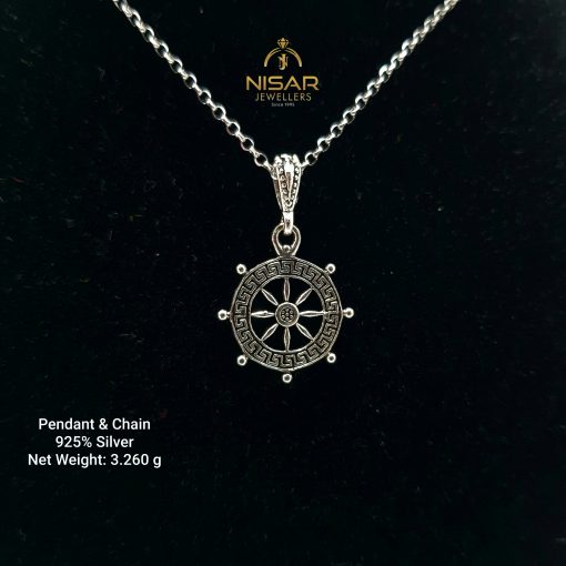 Ship Wheel 925 Silver Pendant - Image 2