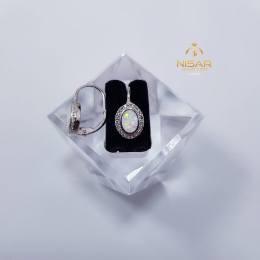 White Opal 925 Silver Earrings