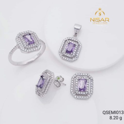 Amethyst Silver Pendant Set