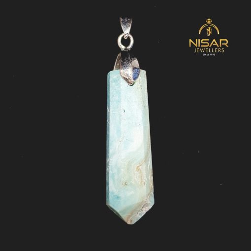 Natural Blue Calcite Stone Pendant - Image 2