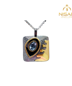 Oxidized 925 Silver Pendant & Chain