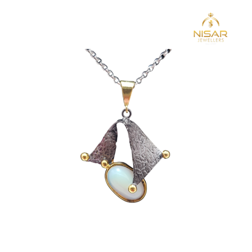 Oxidized 925 Silver Pendant & Chain