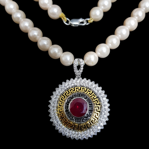 925 Silver Pendant & Pearl's Necklace - Image 2