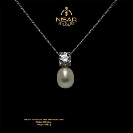 Natural Freshwater Pearl Pendant & Chain - Image 2