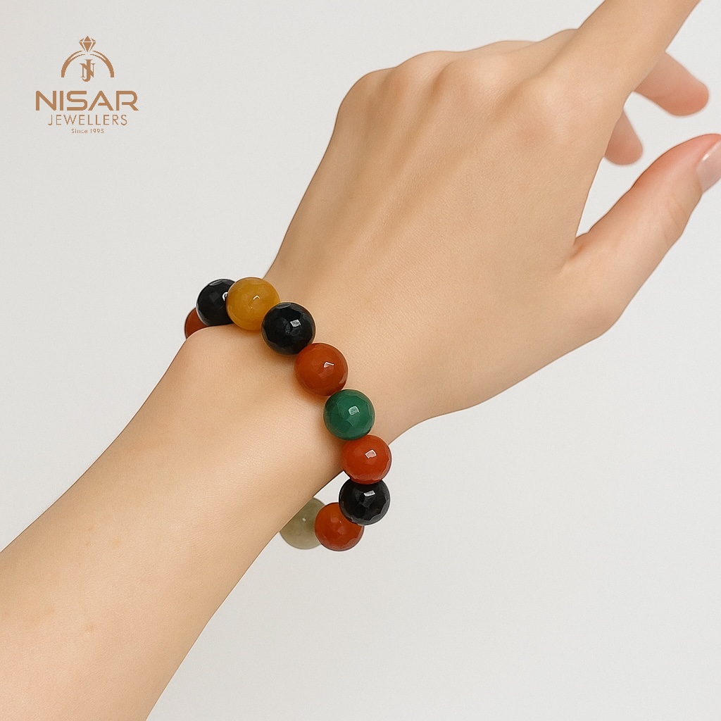 Natural Multi Agate Beads Bracelet - Image 3