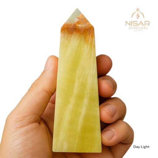 Natural Lemon Calcite Stone Tower - Image 3