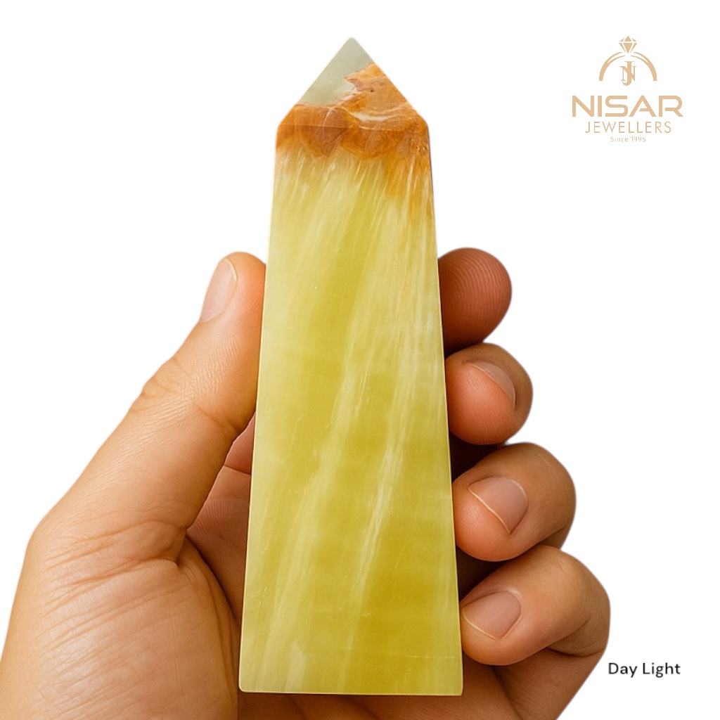 Natural Lemon Calcite Stone Tower - Image 3