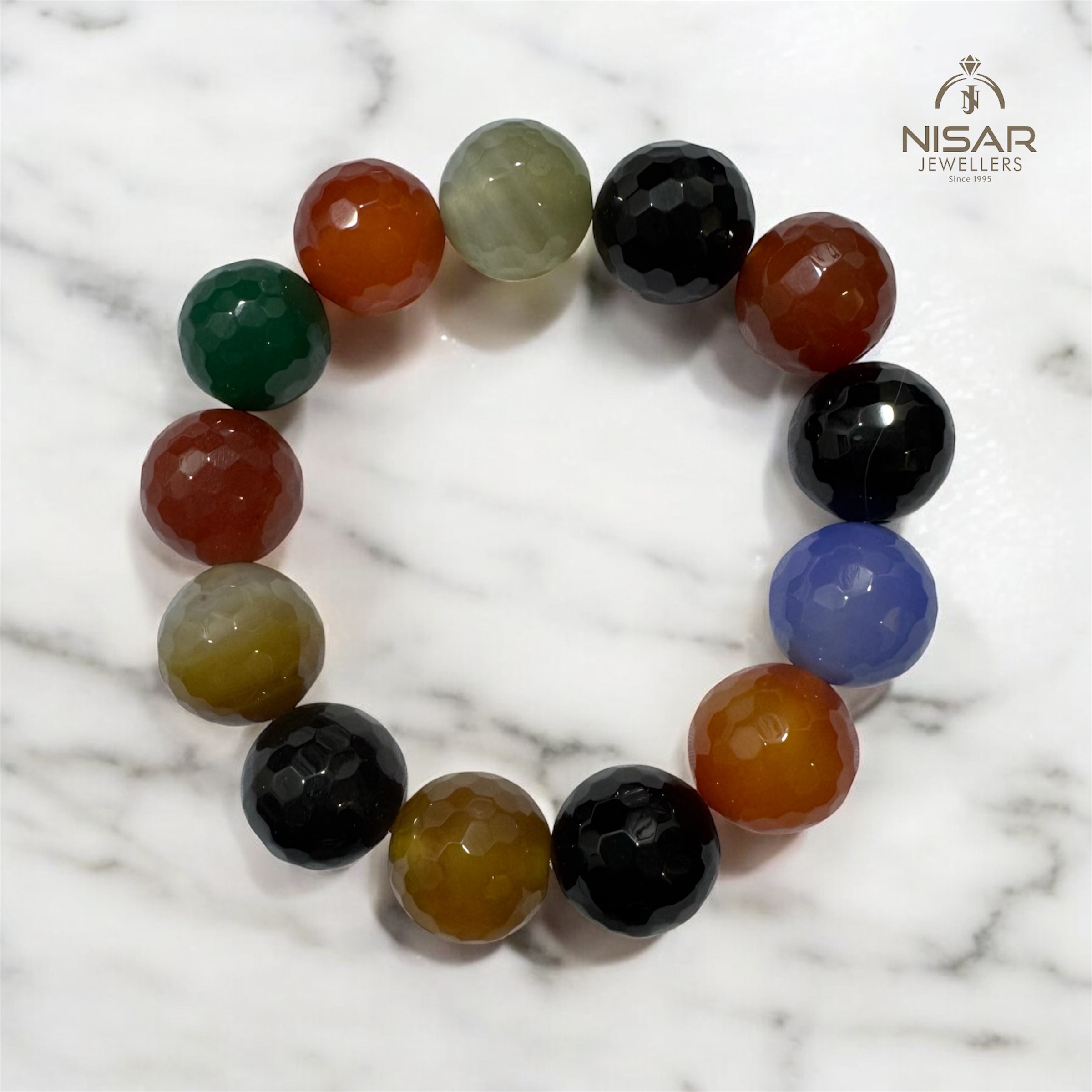 Natural Multi Agate Beads Bracelet - Image 4