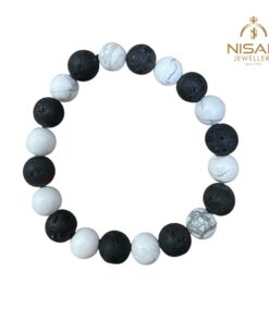 Natural Howlite & Lava Bracelet