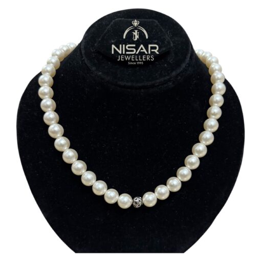 Cream White Pearls Necklace & Bracelet