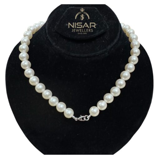 Cream White Pearls Necklace & Bracelet - Image 2