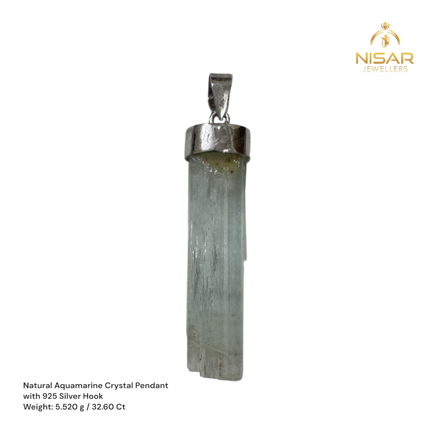 Natural Aquamarine Crystal Pendant - Image 5