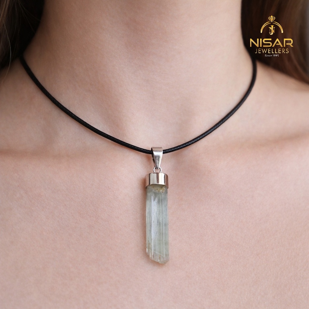 Natural Aquamarine Crystal Pendant - Image 2