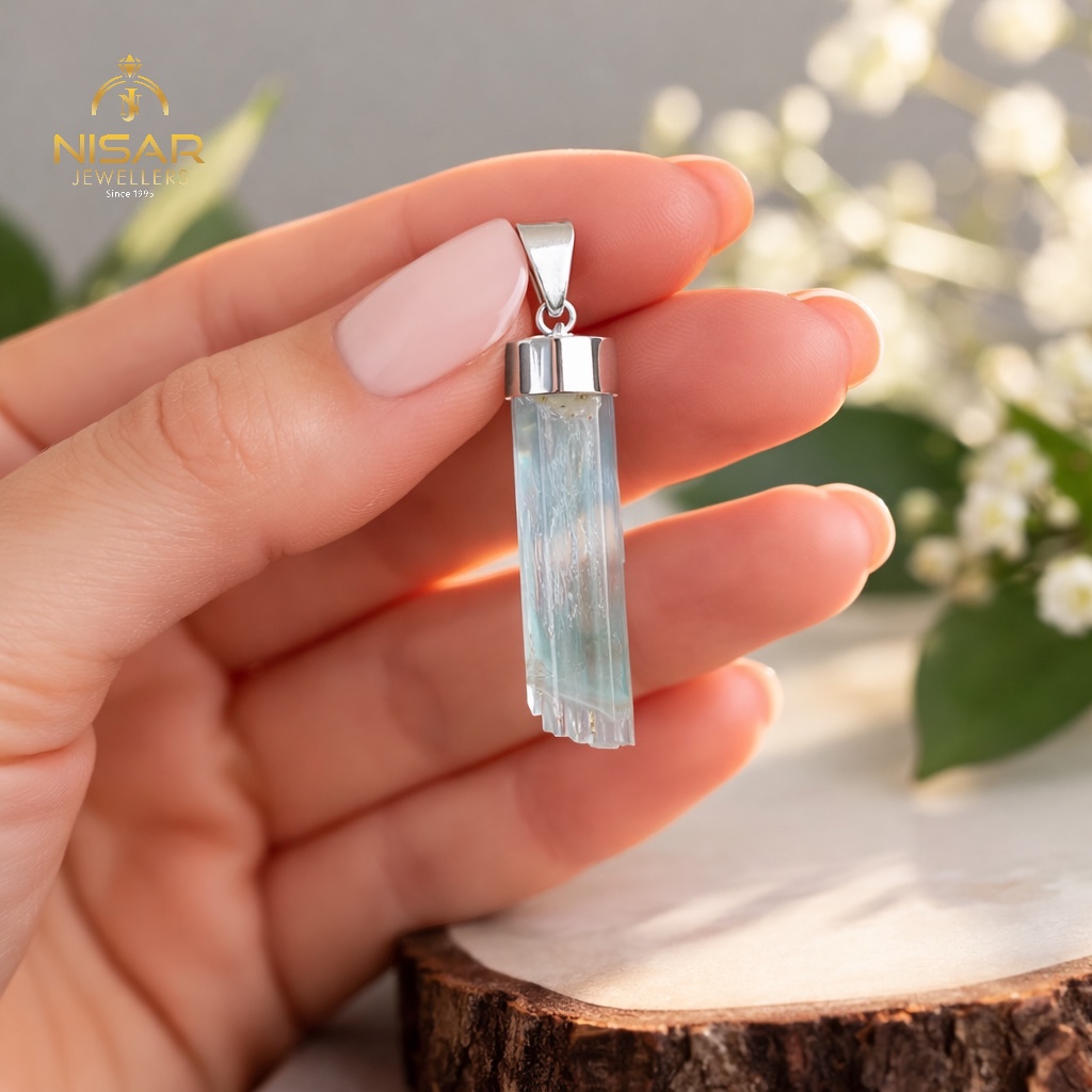 Natural Aquamarine Crystal Pendant - Image 3