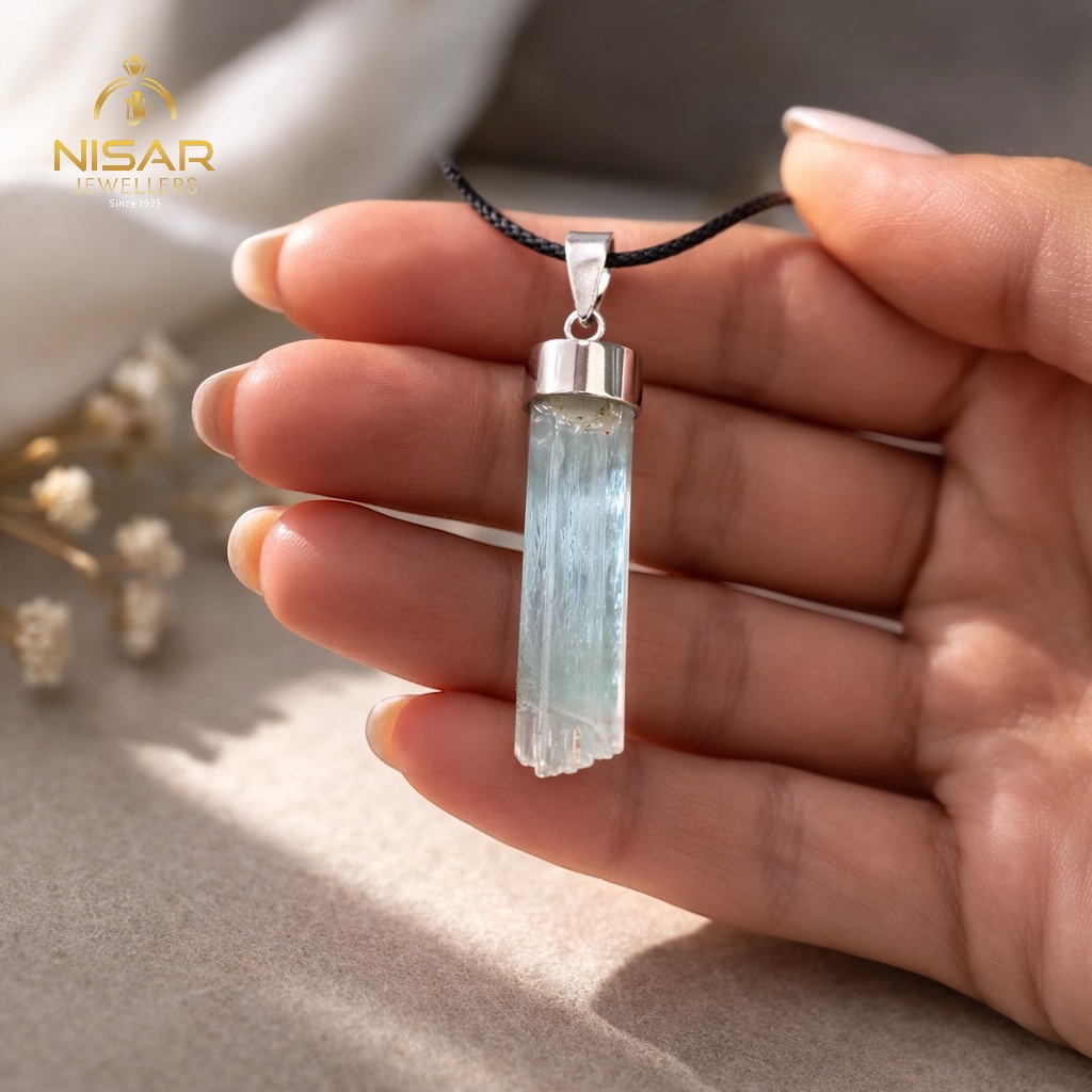 Natural Aquamarine Crystal Pendant