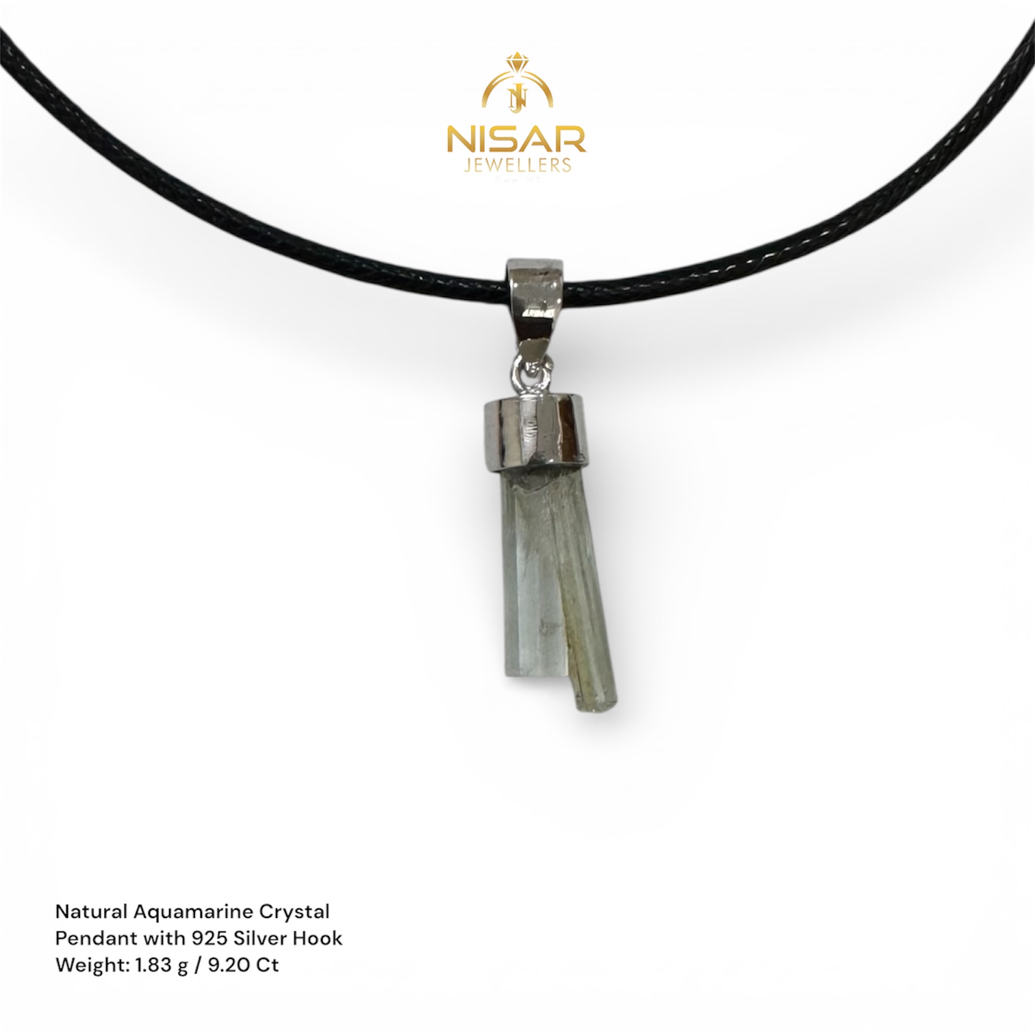Natural Aquamarine Crystal Pendant - Image 4