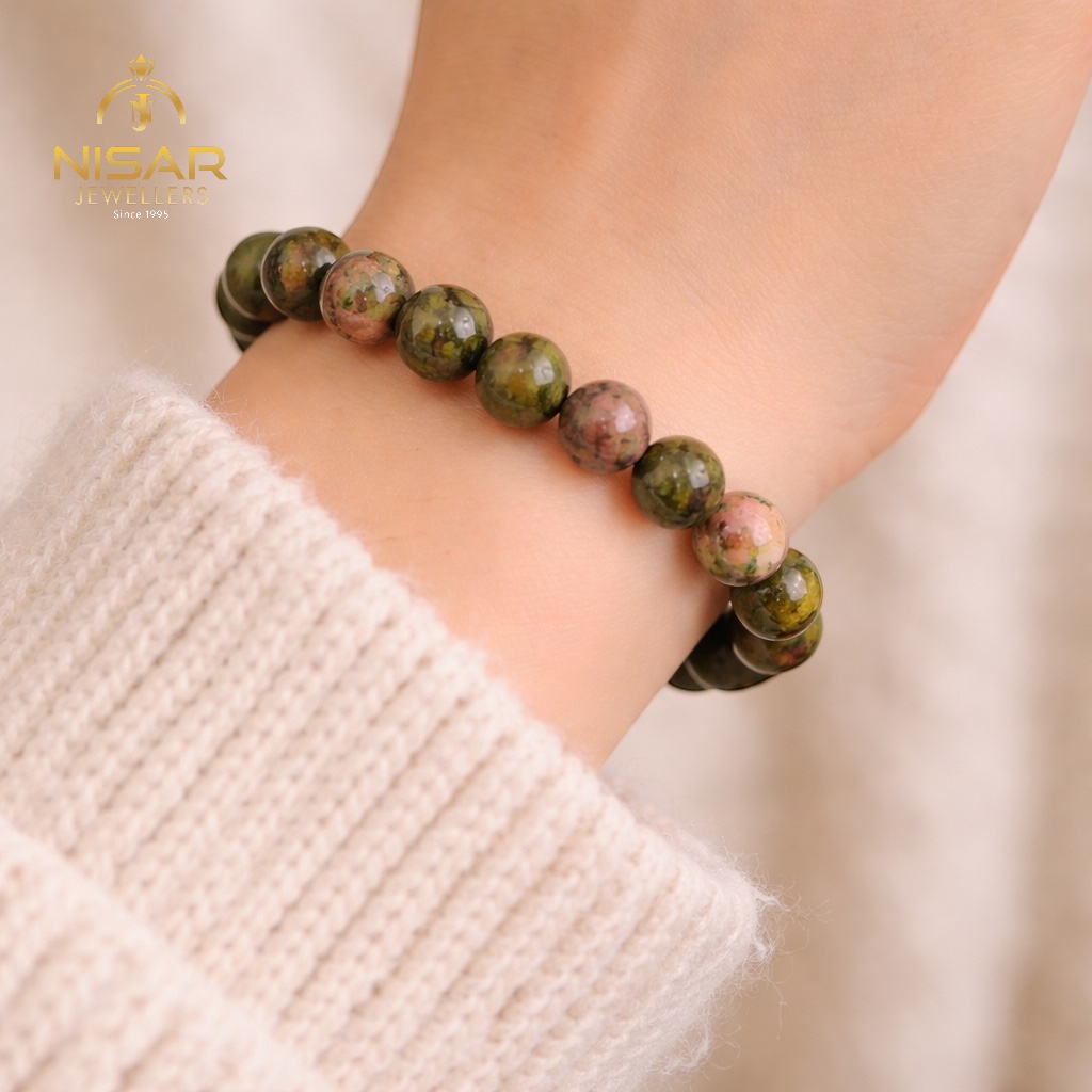 Natural Unakite Stone Bracelet