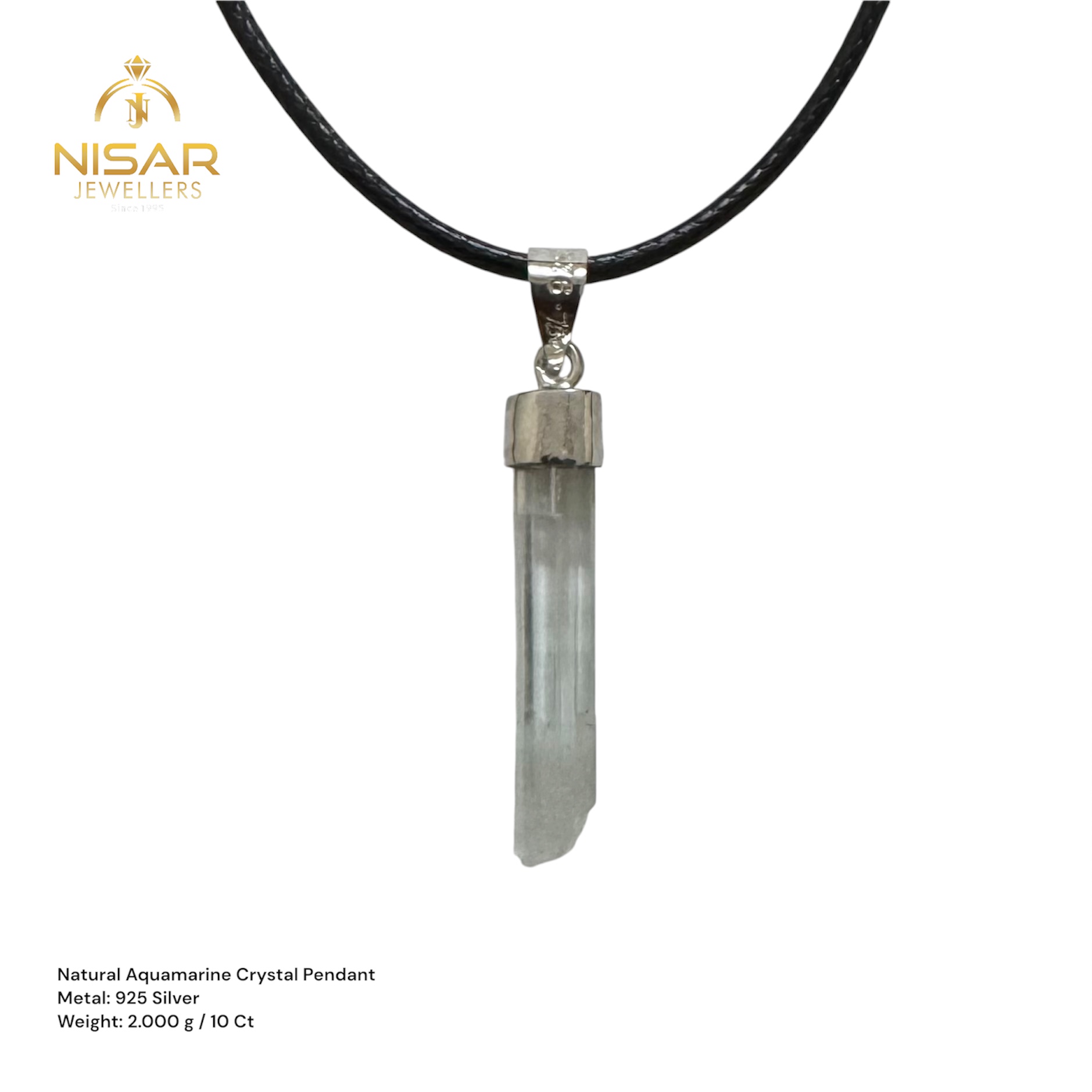 Natural Aquamarine Crystal Pendant - Image 2