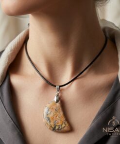 Alternative view of Natural Jasper Crescent Pendant