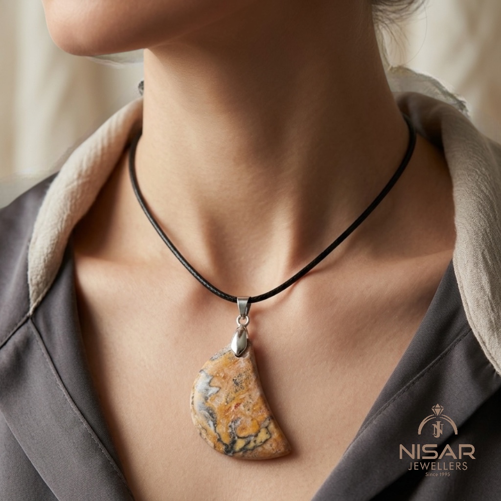 Natural Jasper Crescent Pendant - Image 2