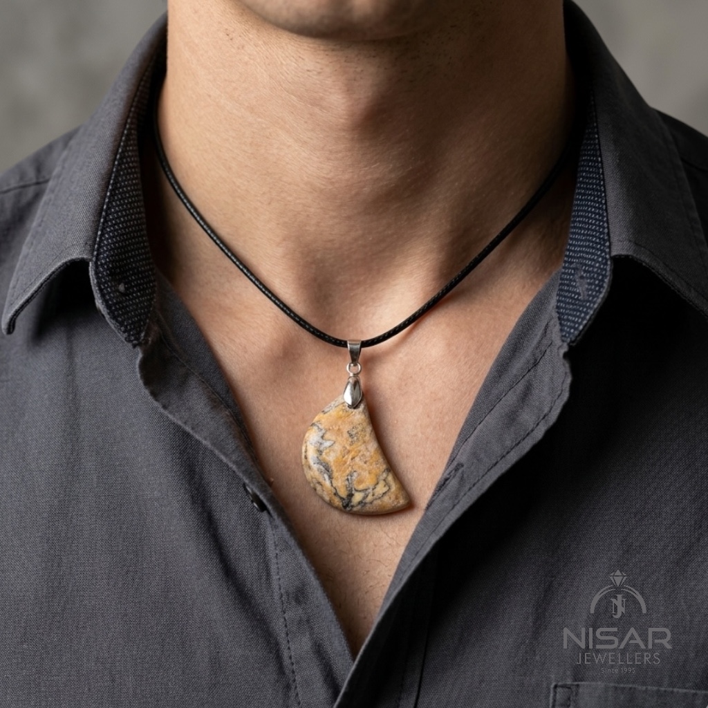 Natural Jasper Crescent Pendant - Image 3