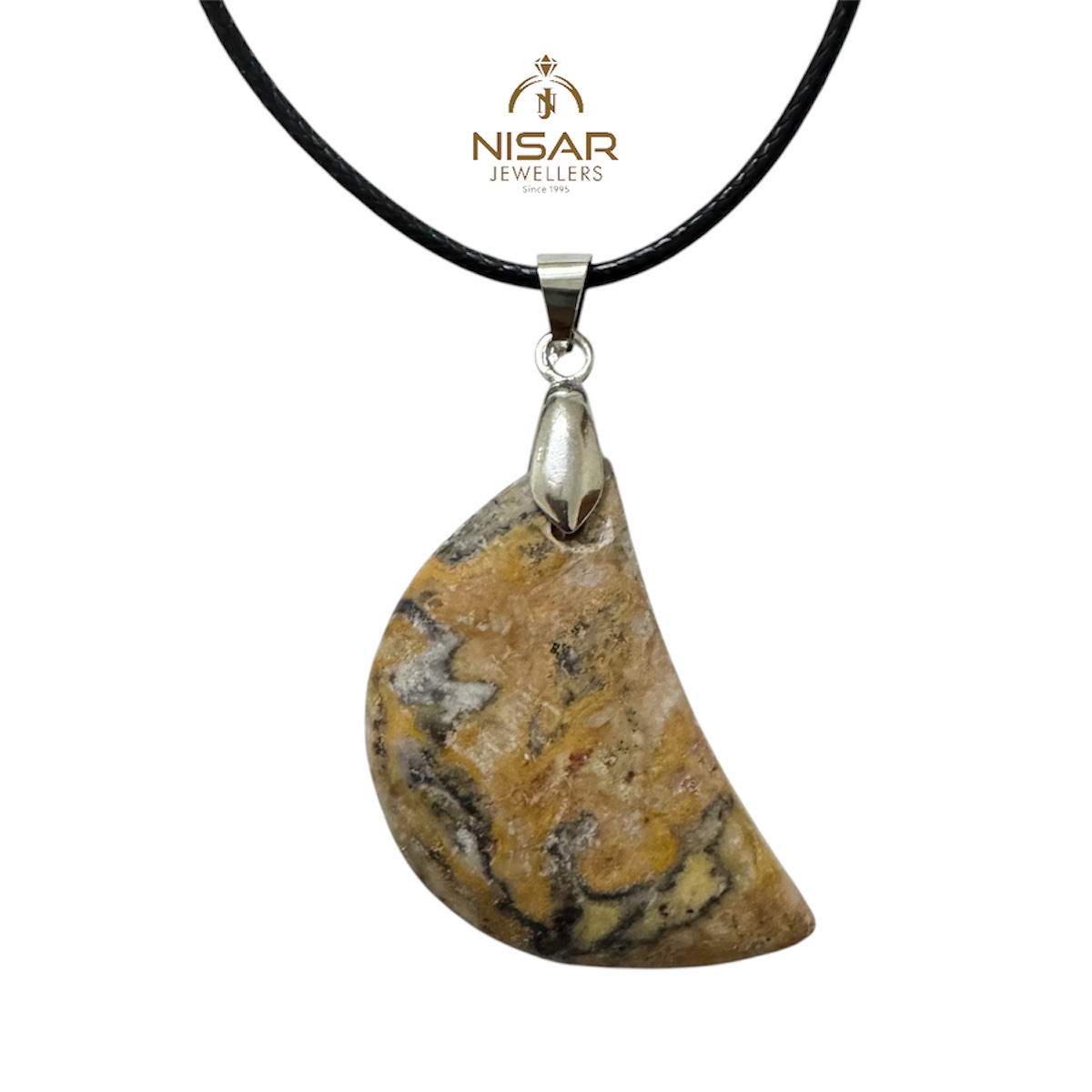 Natural Jasper Crescent Pendant - Image 4