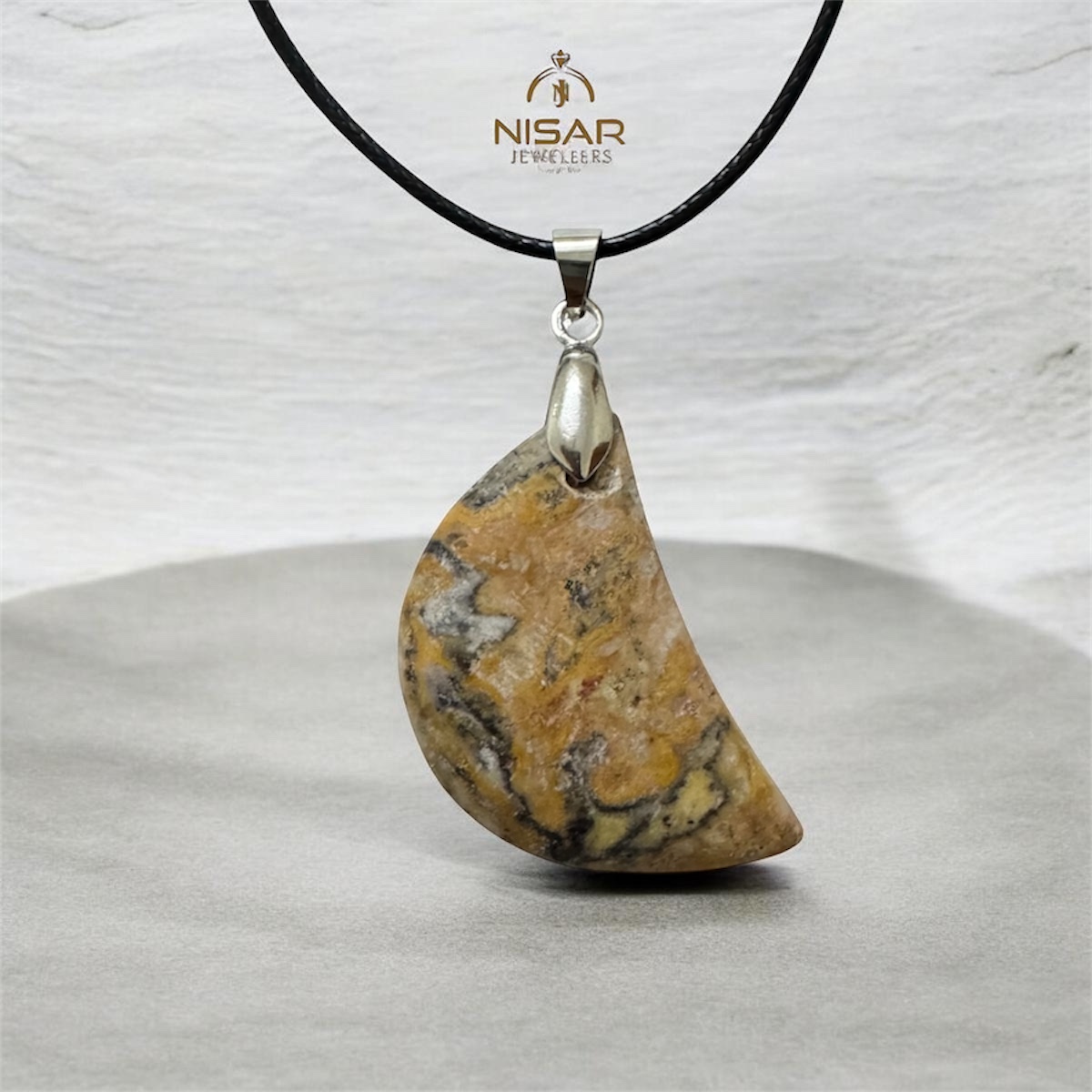 Natural Jasper Crescent Pendant