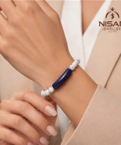 Alternative view of Natural Lapis Lazuli & Howlite Healing Stone Bracelet