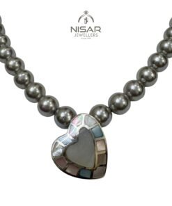 Alternative view of Lustrous Grey Pearl Jewelry Set with Heart Mosaic Pendant