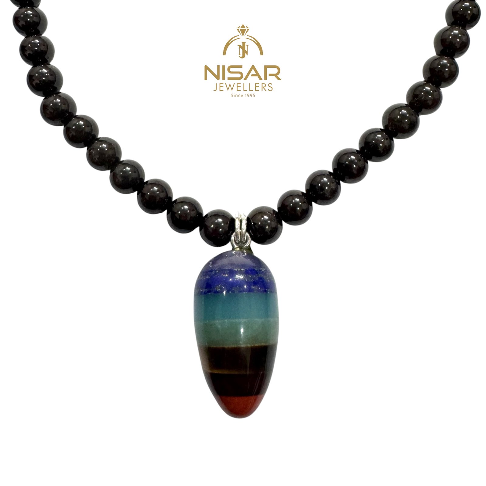 7 Chakra Healing Pendant with Garnet Beads Necklace - Image 2